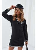 Black dress with a decorative stripe FI646 - Online store - Boutique